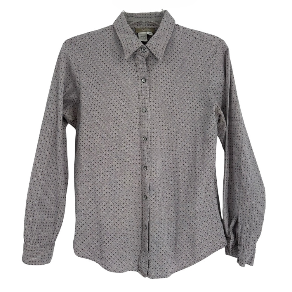 The Territory Ahead Button Shirt Womens Size M Purple Diamond Print Long Sleeve